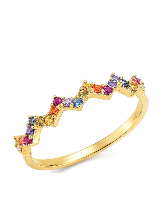Rebecca DUBAI Ring with Zircon made of Silver Gold Plated