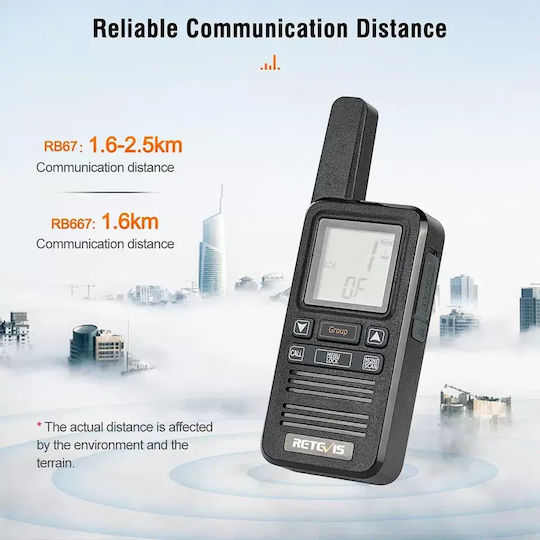 Retevis RB667 CB- und Zwei-Wege-Funkgeräte PMR mit Monochrom Anzeige Set 2 Stück