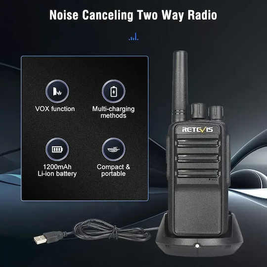 Retevis Nr610 Walkie Talkie Pmr446 Usb-c & Ai Noise Cancelling Set 2 Stücke