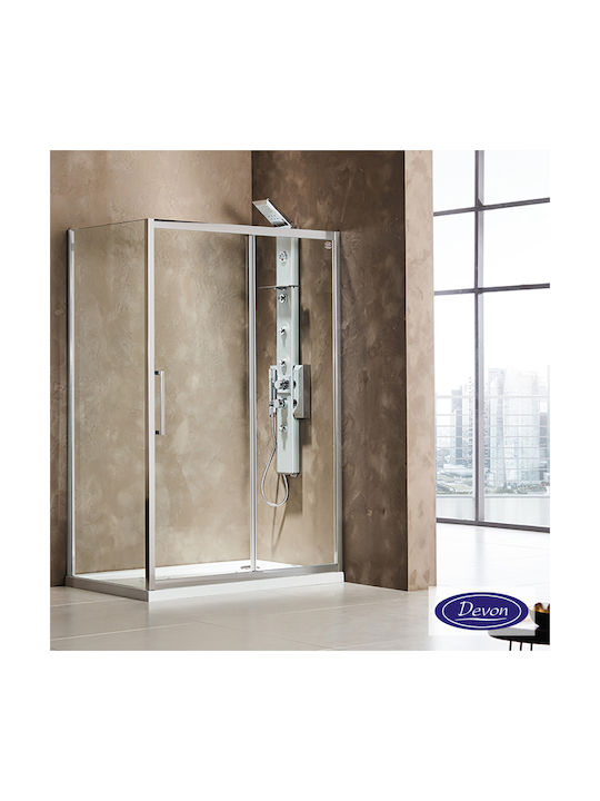 Devon Σταθερό Πλαϊνό Ντουζιέρας 97-101x195cm Clear Glass