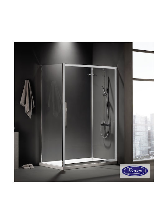 Devon Σταθερό Πλαϊνό Ντουζιέρας 117-121x195cm Clear Glass Chrome