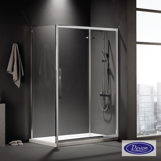 Devon Feste Seite für Dusche 117-121x195cm Klarglas Chrom