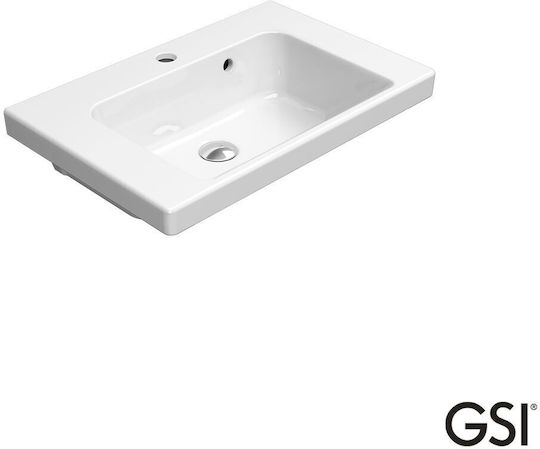GSI Norm Επιτοίχιος Κρεμαστός / Επικαθήμενος Νιπτήρας Πορσελάνης 60x40cm White