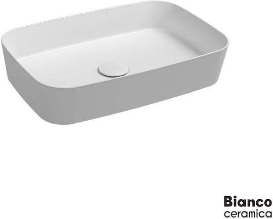 Bianco Ceramica Aufgesetztes Waschbecken Porzellan 60x38cm White Matt
