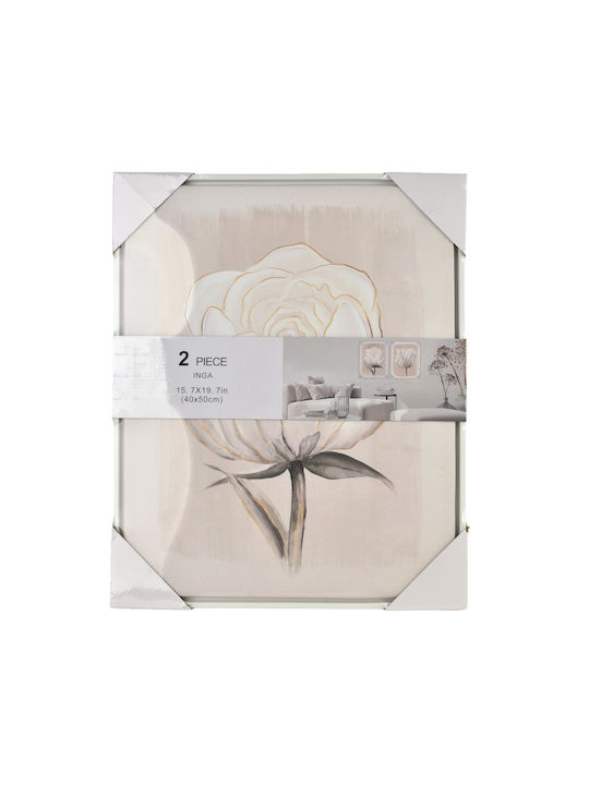 Inga Set 2 Paintings 40x50cm White Flower