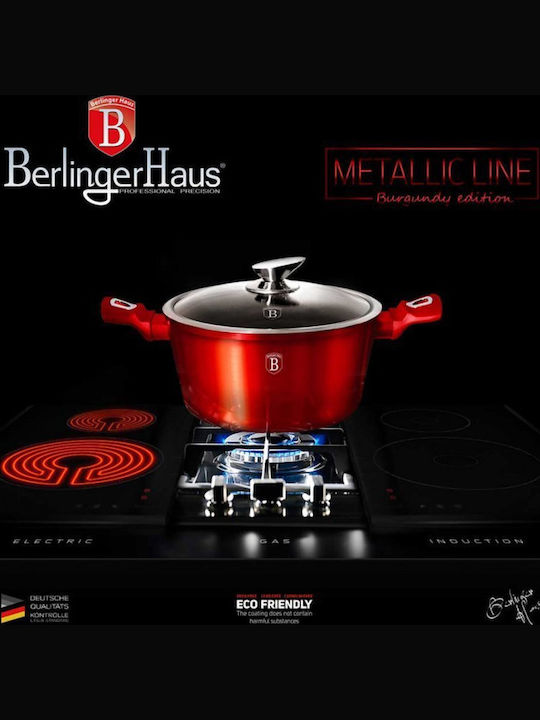Berlinger Haus Metallic Line Комплект съдове за готвене от Алуминий Колекция Burgundy с Покритие от Камък BH-6141 10бр