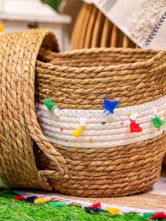 Iliadis Set Decorative Baskets Rattan White 32x29cm 3 Pieces