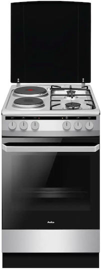 Amica 508ME2.35EHZPPXV Κουζίνα 62lt με Εστίες Υγραερίου & Ρεύματος Π50εκ. Inox