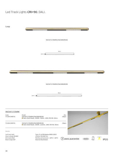 VK Lighting LED Γραμμικό Φωτιστικό Οροφής 15W Θερμό Λευκό IP20