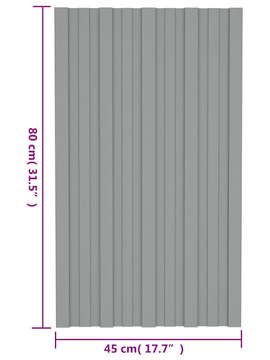 Panouri de Acoperiș 12 Buc Gri 80 X 45 Cm Oțel Galvanizat 42047111
