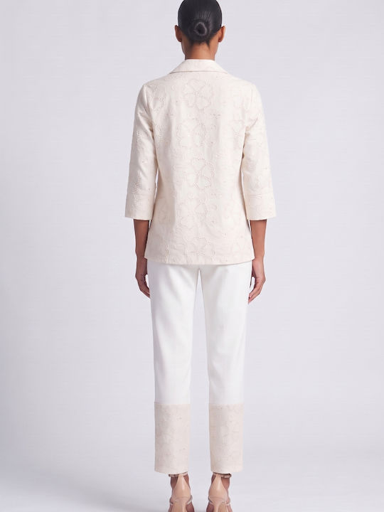 Set Dama Vanilie Cu Pantaloni În Linie Dreaptă Floral