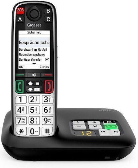 Gigaset Easy 500AM Schnurloses Telefon mit Griechischer Menüsprache Schwarz