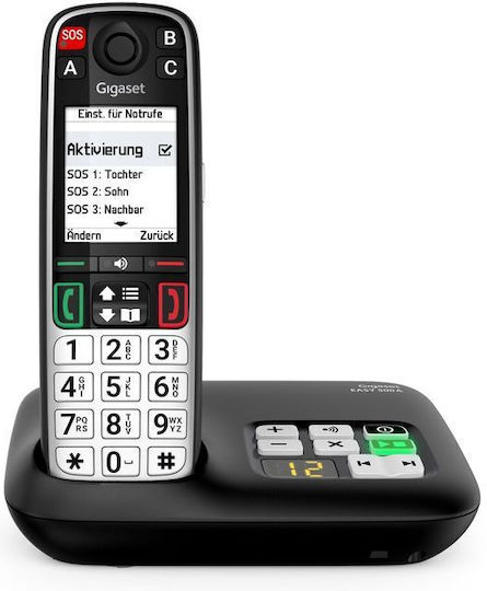 Gigaset Easy 500AM Schnurloses Telefon mit Griechischer Menüsprache Schwarz