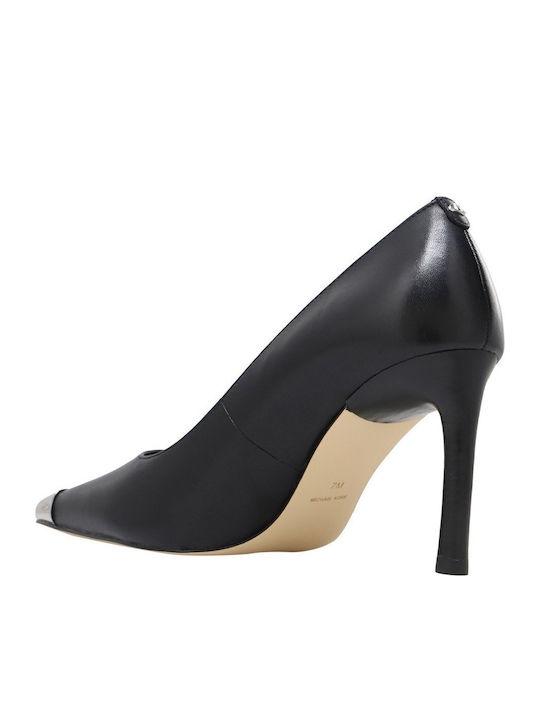 Leder Pumps mit Mittelhohem Absatz Schwarz