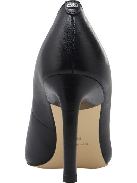 Leder Pumps mit Mittelhohem Absatz Schwarz