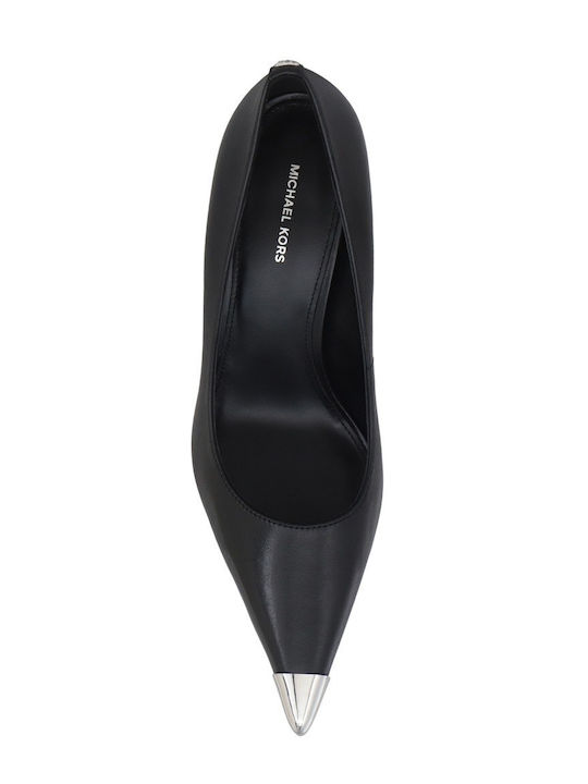 Leder Pumps mit Mittelhohem Absatz Schwarz