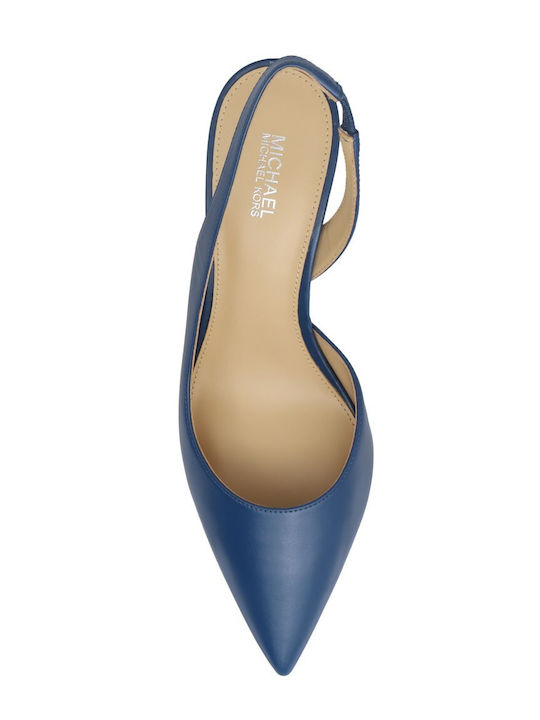Alina Leather Heels with Mid Heel Blue