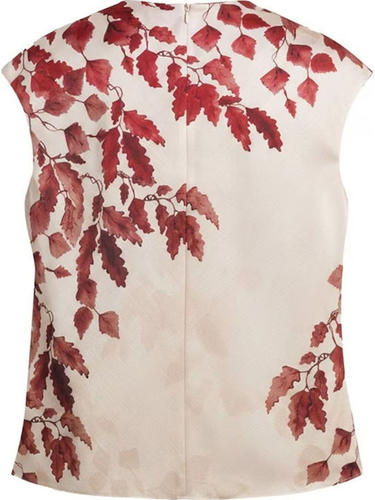 Women's Satin Sleeveless Drape Floral Pink