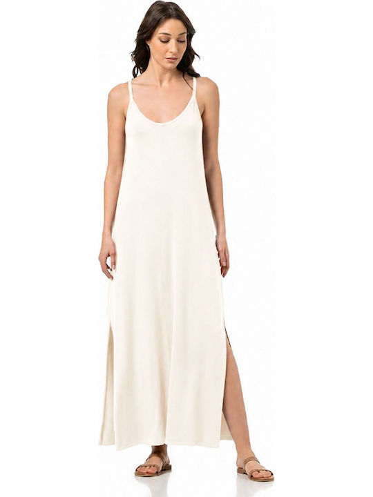 Summer Maxi Slip Dress Ecru