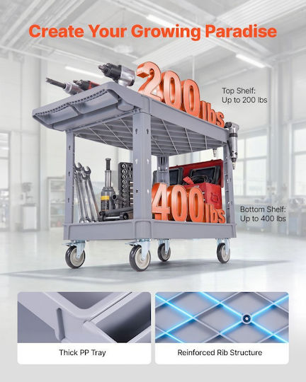 Vevor Καρότσι Μεταφοράς για Φορτίο Βάρους έως 250kg σε Γκρι Χρώμα
