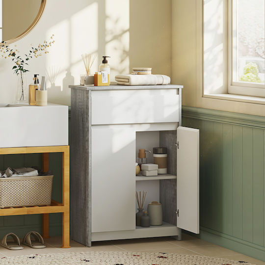 Kleankin Bathroom Cabinet 60x30x90cm Grey