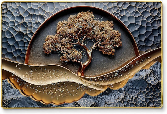 Dekorativer Ölgemälde Abstrakter Baum Leben In Relief Kristallapplikationen In Einen Goldenen Rahmen 60x40 cm