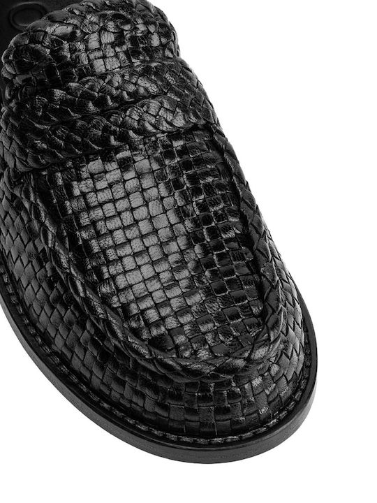Δερμάτινα Γυναικεία Loafers σε Μαύρο Χρώμα