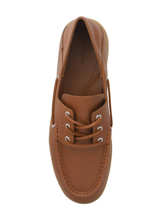 Leather Men's Boat Shoes in Tabac Brown Colour