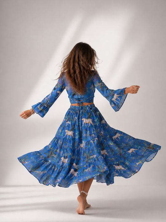 Set mit Hohe Taille Maxi Rock Dschungel