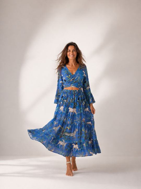 Set mit Hohe Taille Maxi Rock Dschungel