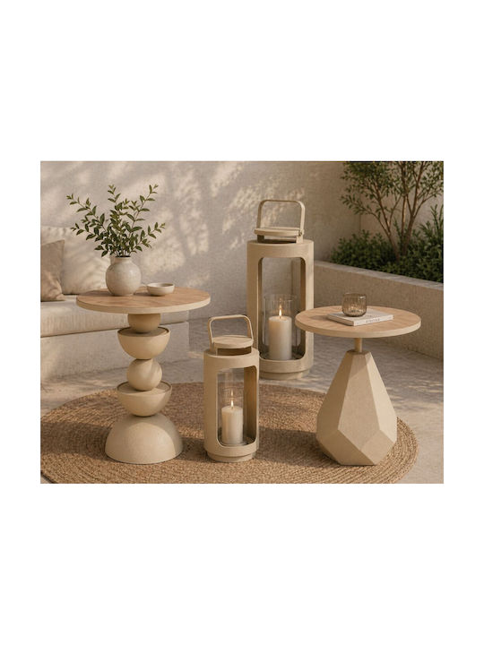 Iliadis Metallische Laterne Floortop Beige 16x16x35cm