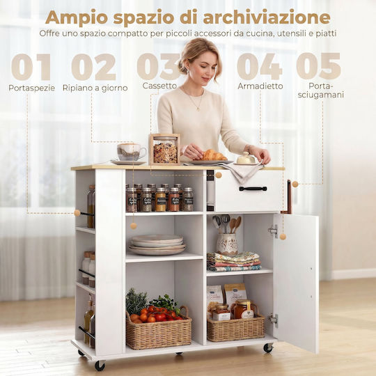HomCom HomCom Lebensmittelregal Hölzernes Weiß 87x38x96.5cm