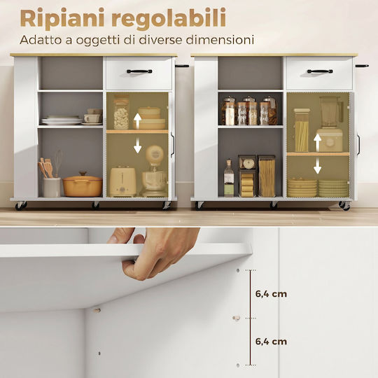 HomCom HomCom Lebensmittelregal Hölzernes Weiß 87x38x96.5cm