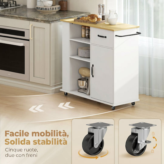 HomCom HomCom Lebensmittelregal Hölzernes Weiß 87x38x96.5cm