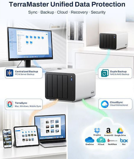 TerraMaster TERRAMASTER F4-425PRO (N305) Dateiserver / NAS Turm 30TB M.2/SSD und 2 Ethernet-Ports