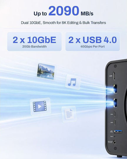 TerraMaster TerraMaster F6-425PRO NAS Кула с 6 места за HDD/M.2/SSD и 2 Ethernet порта