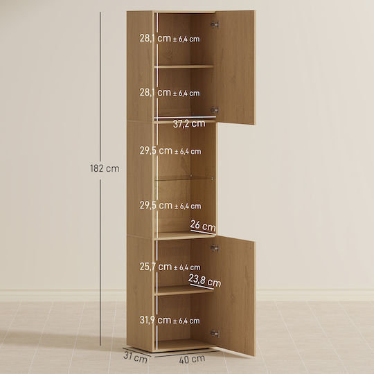 HomCom 834-895V00AK Στήλη Μπάνιου Δαπέδου 40x31x182cm Δρυς