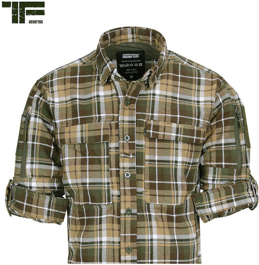 Cămașă Tf-2215 Contractor Flanelată Din Bumbac Maro Verde