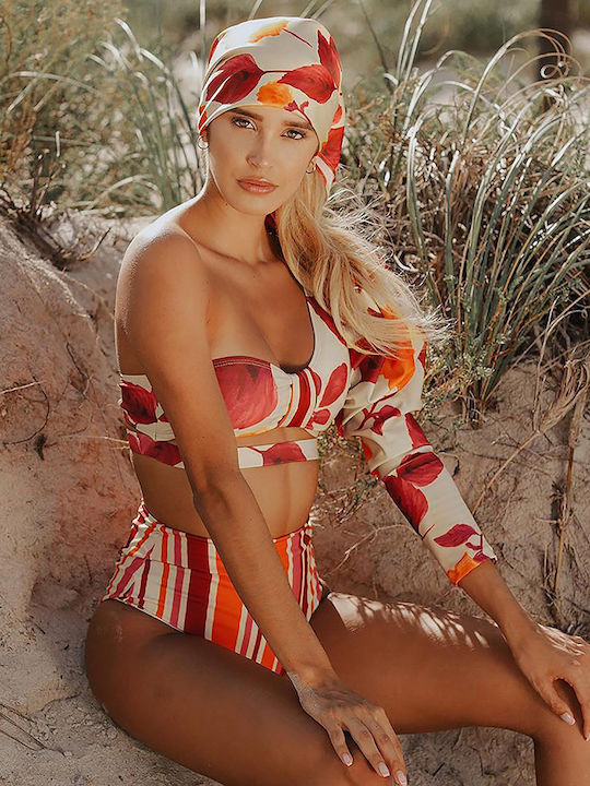 Imani Bikini-Set Mit Einer Schulter Hohe Taille Blumen