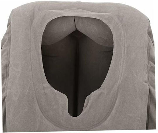 Inflatable Velvet Travel Pillow With Carry Case Grey