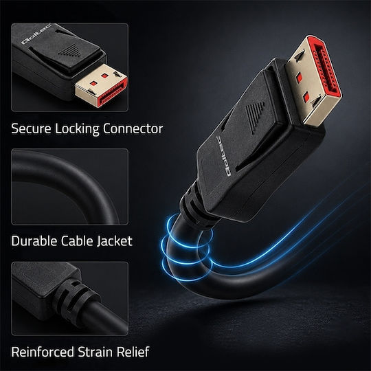 Qoltec DisplayPort male Cable - 3m Grey