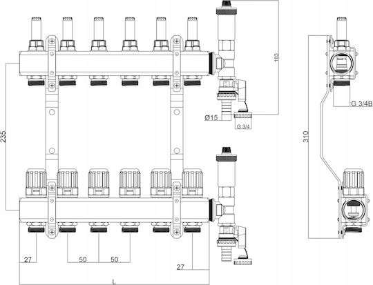 Floor Heating Distributor 5 Circuits