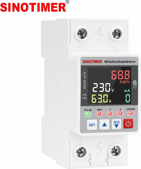 Sinotimer Digital Strommessgerät Elektrische Messgeräte Schiene Einphasig Wi-Fi Tuya