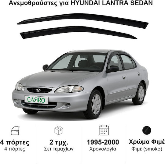 Heko Σετ Ανεμοθραύστες Αυτοκινήτου Μπροστινοί Σκούρο Φιμέ για Hyundai Lantra 2τμχ