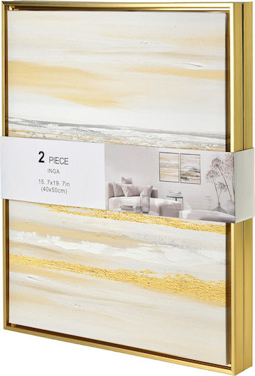 Inga Set 2 Paintings 40x50cm Gold Black Abstract