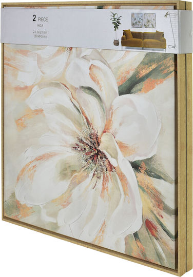 Inga Set 2 Gemälde 60x60cm Weiße Blumen