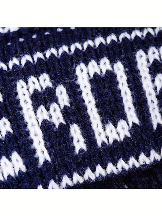 D2 Oban Beanie Pom Pom Beanie Men's Knitted Beanie in Navy Blue Color
