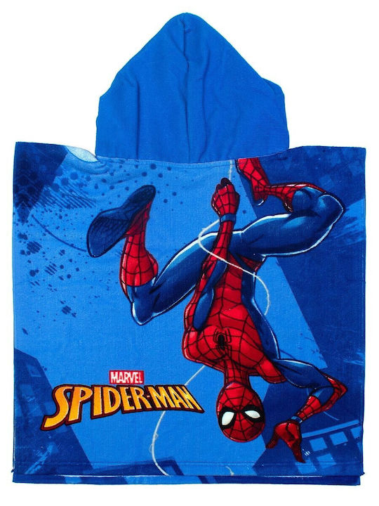 Beach Poncho Quick Dry Marvel Spider-man 538 50x100 Sky Blue-Blue 100% Microfiber One Size
