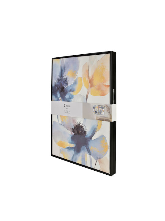 Inga Set 2 Paintings 50x70cm Golden Flowers
