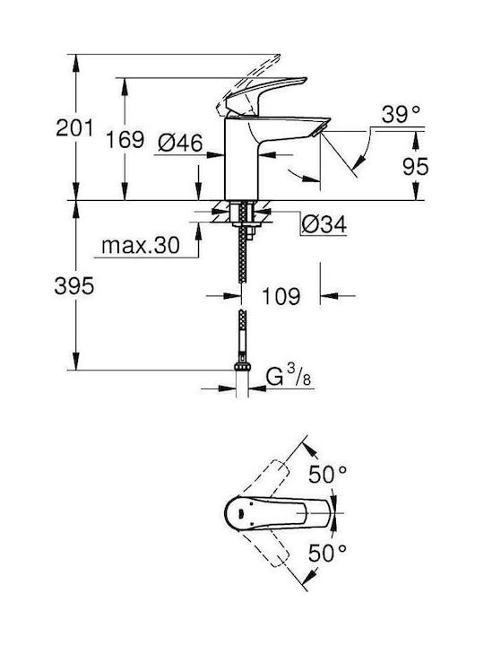 Grohe Миксер Батерия за умивалник Черна